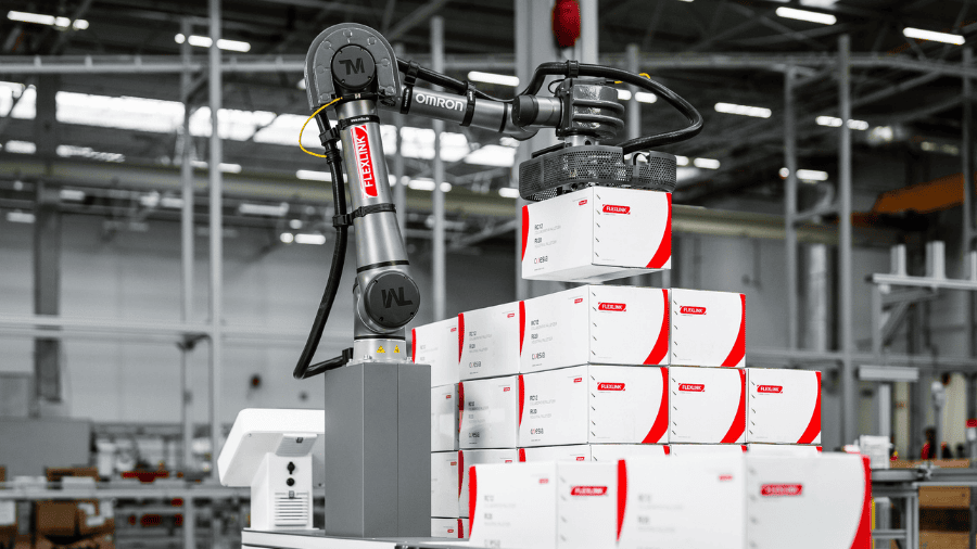 palletizing robot FlexLink logistics automation for e-commerce